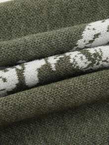 1 件 Y2K 骷髅印花羊毛围脖，休闲防寒男女通用围巾，适合日常穿着，秋冬 - 軍綠色 - 查看 5