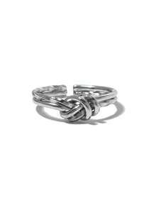 1pc Unique Rope Knot Design Adjustable Open Ring Stainless Steel Stacking Ring Golden Silvery Two Tone Jewelry For Women For Daily Wear Accessories Dating Gift