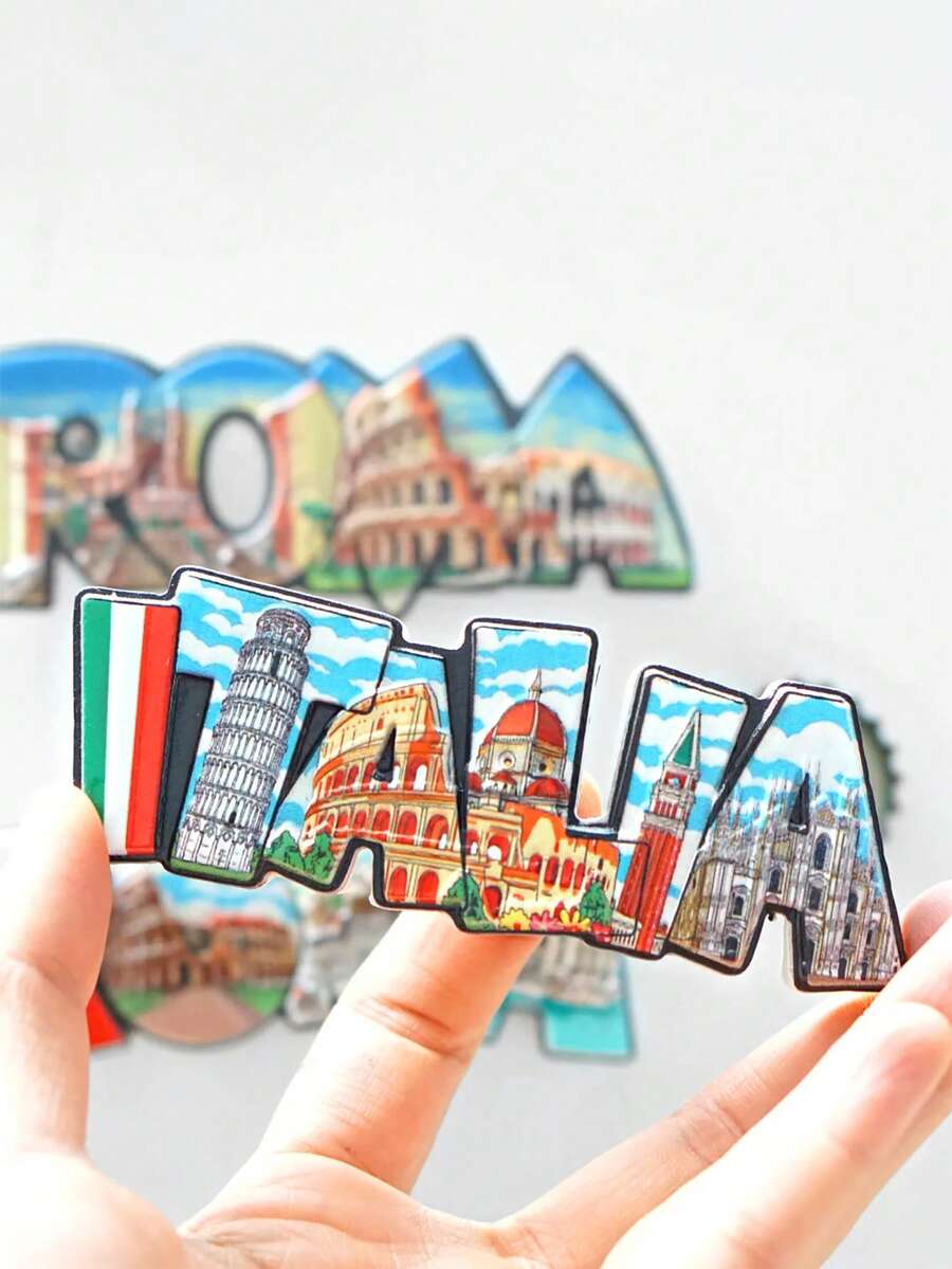 1pc Creative Home Decor Magnet, Vintage Style Magnetic Sticker Decoration - Multicolor - View 1