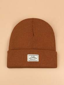 1 件字母刺绣无檐便帽，休闲简约百搭女士便帽 - 鏽棕色 - 查看 1