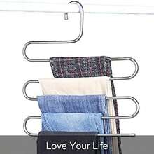 1pc Stainless Steel Multi-Layer Pants Rack, S-Shaped Towel/Scarf Drying Hanger, Clothes Organizer Hook. Made Of High-Strength Stainless Steel, Durable And Anti-Deformation. Non-Slip Surface Design Ensures Stable Hanging Without Slipping. Multi-Layer Structure Efficiently Stores Pants, Towels, Scarves And Other Clothing, Saving Space And Keeping The Wardrobe Neat And Tidy.