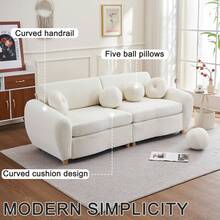 Rhomtree Modern Sofa For Living Room, 84" Green Chenille Sofa Couch, Sectional Love Seat Couch, Upholstered Sofa For Apatment Bedroom Home Office - trắng - Xem 6