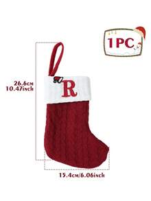 1pc Red Christmas Hat Letter Knitted Socks, English Letters Hanging Stockings, Suitable For Party Decoration 2026 New Year Party Favors Supplies, Baby's Room Decoration, Home Nursery Hanging Decorations, Personalized Initial Xmas Stocking, Family Holiday Xmas Home Room Decor, Xmas Tree Ornaments, Xmas Eve Surprise Gifts Package Xmas Costumes, Baby Xmas Gift, Babe Party Favor - Christmas Hat Letter Knitted Socks - View 12