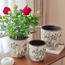 Ceramiczna doniczka z efektem spękania w stylu vintage – rustykalna doniczka w stylu wiejskim, idealna na sukulenty, wężownice, do ogrodu domowego i na balkon