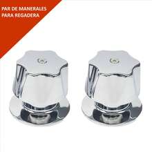 Par de manerales para regadera con chapetones.  Fabricado en metal en acabado cromado dando elegancia a tu regadera. Ideal para agua fria y caliente llave para abrir regadera - Plateado - Ver 4