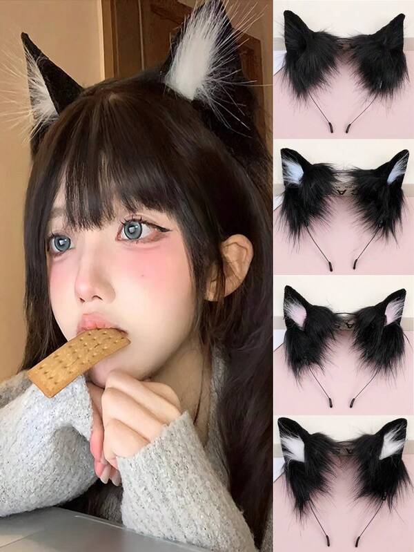 1 ربطة شعر على شكل أذن قطة ثلاثية الأبعاد، مناسبة لملابس المناسبات للفتيات، شريط رأس ناعم وجميل لحفلة هالوين، ربطات شعر على شكل حيوانات للفتيات، اكسسوارات شعر للأطفال.