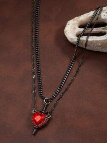 心与剑项链独特情侣项链银色镀金项链情侣首饰圣诞节和情人节礼物 - 心形劍項鍊 - 查看 10