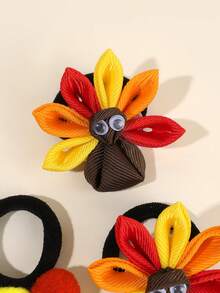 4 件感恩节装饰彩色织物发带、火鸡和发球头带，适合女孩青少年的可爱发饰节日礼物