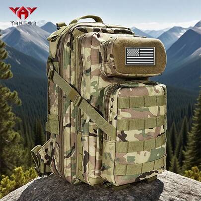 Ba lô thể thao đa năng dung tích lớn, có khóa dán, nhiều ngăn, thích hợp cho cắm trại, leo núi và các hoạt động ngoài trời khác.