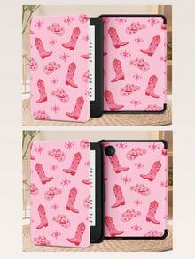 Pink Western Cowboy Pattern Tablet Case, Hat And Boot Pattern, Compatible With IPad 9.7/10.2/10.5/10.9/12.9/Pro 11, 10th Generation, Compatible With Samsung Galaxy Tab S6 Lite 10.4-Inch, Compatible With Kindle Paperwhite 12th Gen 2024, Kindle (11th Generation) 2022 Version, Soft Fall Protection, Smart Stand/Auto Wake/Sleep - Multicolor - View 11
