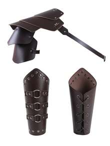3 Stück mittelalterlich-Renaissance Ritter Halbschulter Kunstleder Umhang, Schal und Armband für Viking Faire LARP Kostüme Halloween