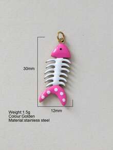 1 pieza Accesorio decorativo con forma de pez de acero inoxidable lindo, colgante DIY, para uso diario