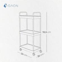 GAON.Carrito de Almacenamiento Negro con Ruedas Carrito Organizador Multiusos Carro de Servicio con 3 Niveles - 1 - Ver 6
