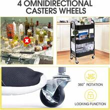 WILLINGTE Carrito de Almacenamiento Metal con 3 Niveles, Carrito de Utilidadóvil, Organizador con Ruedas, Fácil de Montar para Oficina para Baño, Cocina, Salón, Oficina (Negro) - rosa - Ver 5