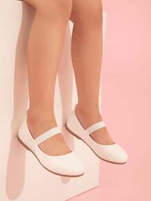 Zapatos planos de suela blanda y fáciles de usar para niños - Blanco - Ver 1