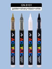 GuangNa Bộ 2/3/4/24 bút dạ acrylic đầu thẳng, đầu mềm, màu bền, mực dễ pha trộn. Thích hợp cho vẽ trên vải bố, đá, gỗ, thủy tinh, gốm sứ, vải và các dự án DIY. - Nhiều màu - Xem 17