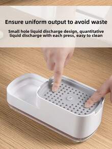 1pc 2-In-1 Soap Dispenser With Sponge Holder, Liquid Soap Pump Bottle, Bathroom Lotion Container, Bathroom Accessories Kitchen Items Kitchen Accessories Kitchen Kitchen Tools - White - View 6