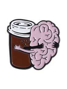 Kaffee-Kopf süße Brosche Metall Abzeichen Kleidungszubehör Anstecknadel vielseitiger Modeaccessoire, Kaffee Koffein - Verschiedenfarbig - Übersicht 14