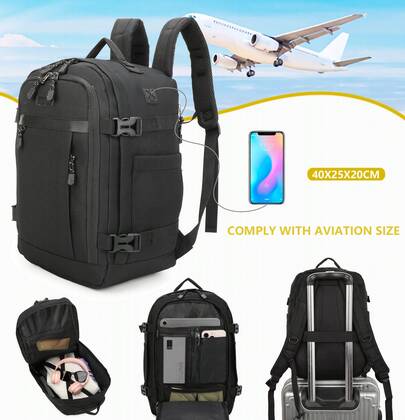 BRIJAY Zaino da cabina Ryanair 40x20x25 cm (20 L) | Zaino da viaggio impermeabile per aereo | Bagaglio a mano resistente | Zaino per escursione, scuola e lavoro | Nero/Blu/Grigio/Verde/Rosa✅ Consegna 24/72h