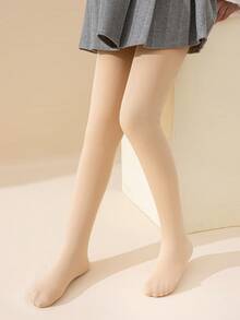 2条装女童幼儿连脚裤，纯色可选黑色、米色、肤色、卡其色、驼色，连脚设计，保暖内衬，适合日常穿着，简约百搭，薄绒面料，触感光滑，柔软亲肤，风格多样，兼具学院风、公主风和可爱风，适合春秋季穿着。 - 彩色 - 查看 3