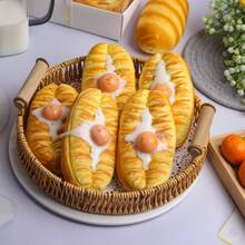 1 mô hình bánh mì, trứng, bánh mì que đàn hồi chậm, chân thực, dùng để trang trí bánh tart, chất liệu PU mềm. - Nhiều màu - Xem 1