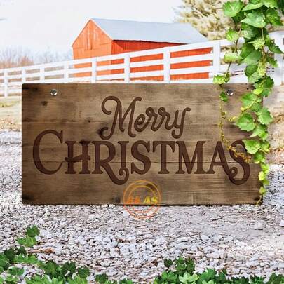 1pc, Vintage Farmhouse Christmas Welcome Sign - Rustic Wooden Hanging Decor With Santa Claus, "Merry Christmas" Text, Perfect For Entryway & Living Room Holiday Decoration, Holiday Door Decor |   Vintage Christmas Sign |   Carved Look, Christmas Decorations, Christmas Decor, 30*15cm(12*6inch)