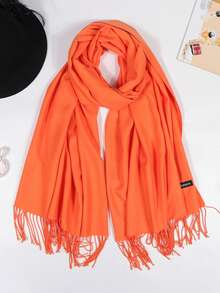 Klassischer Damen Einfarbiger Quasten Mode Warmer Schal, Einfarbiger Lässiger Süßer Eleganter Schicker Straßen Höfischer Geschäfts Party Polyester Weicher Schal, Geeignet für alle Jahreszeiten