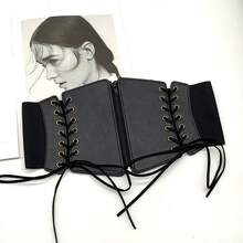 1 chiếc đai nịt eo màu đen bản rộng, thích hợp sử dụng hàng ngày cho trang phục Halloween - Khóa kéo màu đen - Xem 4