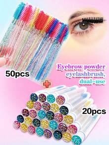 Waloshow 50pcs/Set Reusable Eyelash Brush With Tube, Spiral Eyelash Comb With Container, Disposable Eyebrow Brush Wholesale - Multicolor - View 19