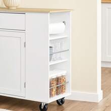 SoBuy Kitchen Island With Worktop, Mobile Kitchen Trolley & Serving Trolley With Drawer, Freestanding Kitchen Island On Wheels For Kitchen, Dining Room & Outdoor, White W99 X H85 X D40 Cm FKW133-WN - White - View 11