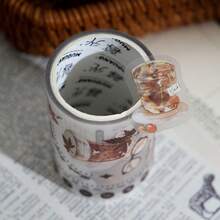 Băng keo PET & giấy góc cổ điển 60mm*2m - Họa tiết đồ nội thất cổ điển và đồ uống cà phê, thích hợp cho nhật ký, album ảnh, đồ thủ công DIY, trang trí sổ kế hoạch, gói quà. Mực PET trắng mờ, họa tiết lặp lại 350mm, thẩm mỹ cổ điển, chống rách. - Nhiều màu - Xem 5