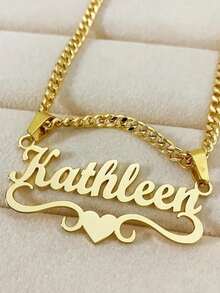 1pc Silver Rose Gold Custom Name Necklace For Men And Women, Stainless Steel Silver Plated Chain, No Mosaic, Vintage Cuban Chain, Party Style Fashion Jewelry, The Ideal Choice For Couples Thanksgiving Christmas Gift,Silver,Stylish,Colorful,Vintage,Hipster,Simple,Y2k,2000s Fashion,Custom,Personalized,Unique,Ideal Gifts For Him,Ideal Gifts For Her,Her,Boyfriend,Girlfriend,Dad,Mom,Family,Friends,For Anniversaries,For Birthdays,For Graduation,For Prom,For Party,Necklaces For Women,New Year Glamour - Multicolor - View 4