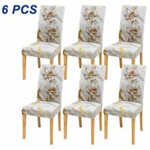 1/4/6/8pcs Floral Print Dining Chair Covers, Removable & Washable Stretch Chair Slipcovers For Living Room, Hotel, Banquet, Restaurant - Multicolor - View 8