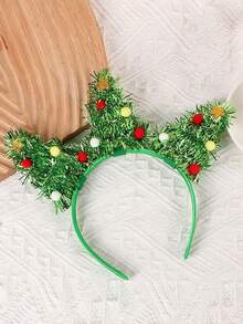 1 pieza Diadema de árbol de Navidad con lentejuelas - Diadema de plástico linda para fiestas navideñas, disfraces, decoraciones y accesorios para el cabello - Sin plumas, diadema navideña con copos de nieve y nudo para mujer, adecuada para uso diario y festividades navideñas, banda para el cabello, maquillaje, aro para el cabello, accesorios para el cabello - Multicolor - Ver 6