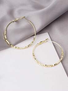 Bead Detail Hoop Earrings - Vàng - Xem 3
