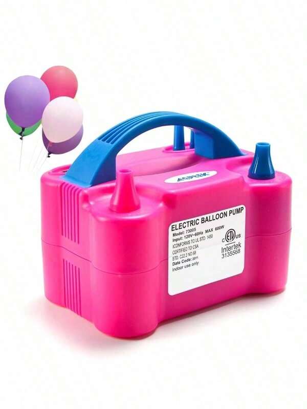 Voltaje de entrada: 110-120V Frecuencia: 60Hz Potencia: 600W Ahorro de tiempo y fácil de usar: inflar un globo en segundos, también puede inflar 2 globos al mismo tiempo. Más conveniente y más rápido que la bomba de mano manual o la boca. Inflar los globos presionando y soltando las boquillas, no se requiere configuración previa.  2 Modos de funcionamiento: esta bomba de aire para globos ofrece modos de bombeo manual y automático, y se adapta a globos de látex y globos decorativos,inflará un globo en 1-2 segundos.  2 Tamaño de la boquilla: Práctico diseño de boquilla doble para inflar globos de diferentes tamaños. ¡Simplemente inserte su globo y elija su modo de inflación! Esta bomba eléctrica para globos es adecuada para globos de látex y globos decorativos.  Cumple con todas las ocasiones: Diseñe un estilo de fiesta variado como desee. Este inflador de globos es perfecto para usar en bodas, cumpleaños, graduaciones, Navidad, aniversarios, fiestas y cualquier celebración especial. Col