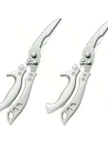 Reach Heavy Duty Poultry Shears With Serrated Edge - Kitchen Scissors For Chicken, Bone, Meat, Turkey, Fish - No Rust, Spring Loaded, Stainless Steel - 銀色 - 查看 8