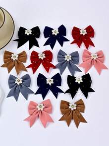 6/14 件儿童简约珍珠蝴蝶结鳄鱼发夹，小女孩公主发饰，后/侧发夹，辫子发夹，派对百搭 - 蝴蝶結+珍珠花 14PCS - 查看 9