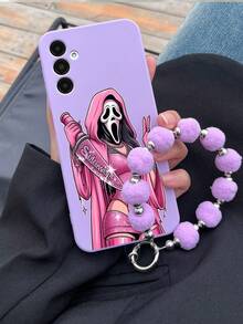 1 件紫色 TPU 性感骷髅图案防震全覆盖手机壳和 1 件紫色毛茸茸 Pom Pom 挂绳带兼容匹配的手机壳/趣味手机壳/Android 手机壳/手机壳/手机壳/OPPO 手机壳/A14 手机壳/A54 手机壳/A52 手机壳/A31 4G 手机壳/A23 手机壳/Redmi Note 8 Pro 手机壳/Redmi Note 11 Pro 4G 手机壳/Redmi Note 12 4G 手机壳/OPPO A54 手机壳 - 彩色 - 查看 5
