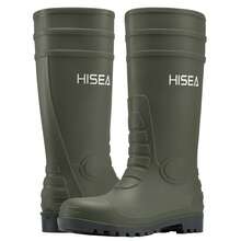 HISEA Men's Rain Boots PVC Rubber Boots, Waterproof Garden Fishing Outdoor Work Boots, Durable Slip Resistant Knee Boots For Agriculture And Industrial Working - 橄欖綠 - 查看 1