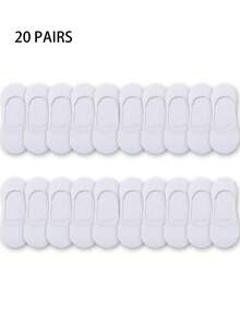 10/20双装薄款纯色隐形袜，防滑船袜，柔软舒适休闲蓬松袜，适合日常通勤、居家、办公、校园、运动，女士短袜，夏季保暖