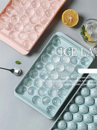 1pc 33-Cavity Blue Ice Ball Maker Mold With Lid, Fridge Ice Cube Tray For Cocktail Beverage Freezing Balls