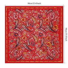 Cashew Printed Silk Scarf 90cm Ladies, Printed Square Scarves, Silk Scarves, Glossy Fabrics, Headscarves, Binding Bags, Decorative Silk Scarves And Scarves Suitable For Daily Use - D9168-藍色 - 查看 2