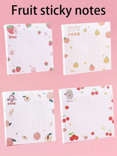 1 Pack Of 80 Sheets Cute Fruit Memo Pad, Student Notepad, Sticky Notes