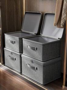 1pc Grey Extra Large Stackable Waterproof Storage Box - Versatile, Space-Saving Organizer For Closet, Bedroom, Kitchen & More - Ideal For Toys, Books, Clothes & Linens - Dark Grey - View 3