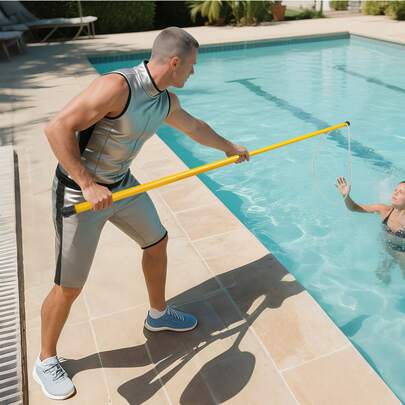 Telescopic Pool Rescue Hook With Pole For Quick Emergency Assistance In Water Activities