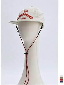 柔软帽顶条纹格子字母刺绣速干遮阳帽，女士透气防晒户外街头抽绳遮阳帽。男女通用速干遮阳帽，撞色设计，适合夏季户外活动、防晒、骑行。 - 字母掛繩 - 查看 4