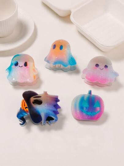 1pc Dreamy Ombre Halloween Ghost Pumpkin Claw Clip, Cute & Soft Hair Clip Accessory For Girls