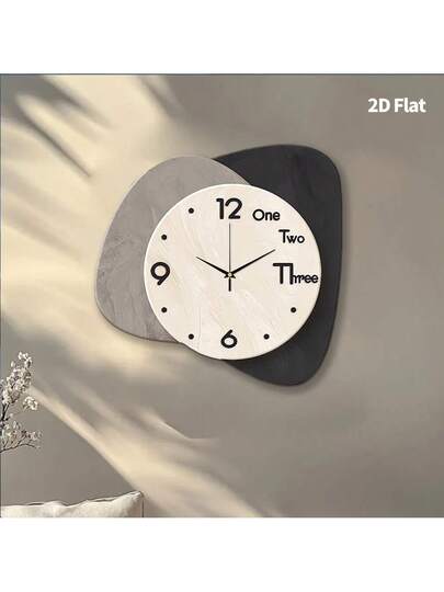 2D Flat 1pc Moderne Minimalist Home ation Wand Clock, Ultra Quiet Quartz Movement, No Ticking Sound, Painting Klok Living Room, Bedroom Office, able Watch, Unique Personalized view 3