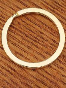 10Pcs Polished Silver Keyring Stainless Steel Hole Flat Key Ring Key Chain Rhodium Plated Round Split Keychain DIY Wholesale Christmas Gift Ideas - Gold - View 4